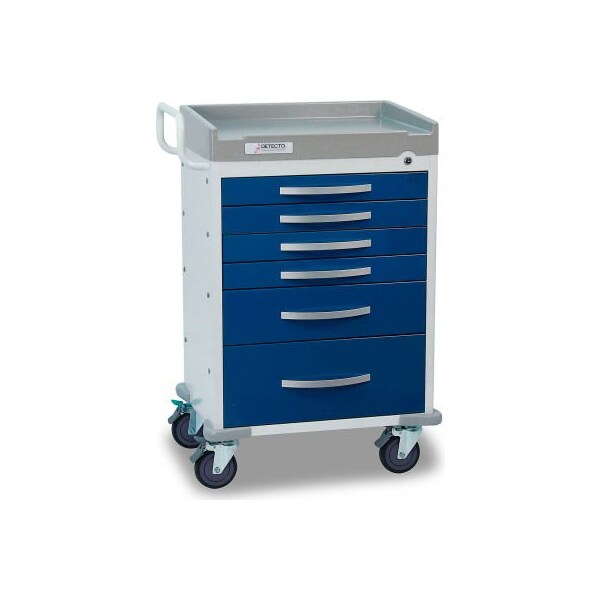 Detecto Detecto Rescue Series Anesthesiology Medical Cart, White Frame with 6 Blue Drawers RC333369BLU - main